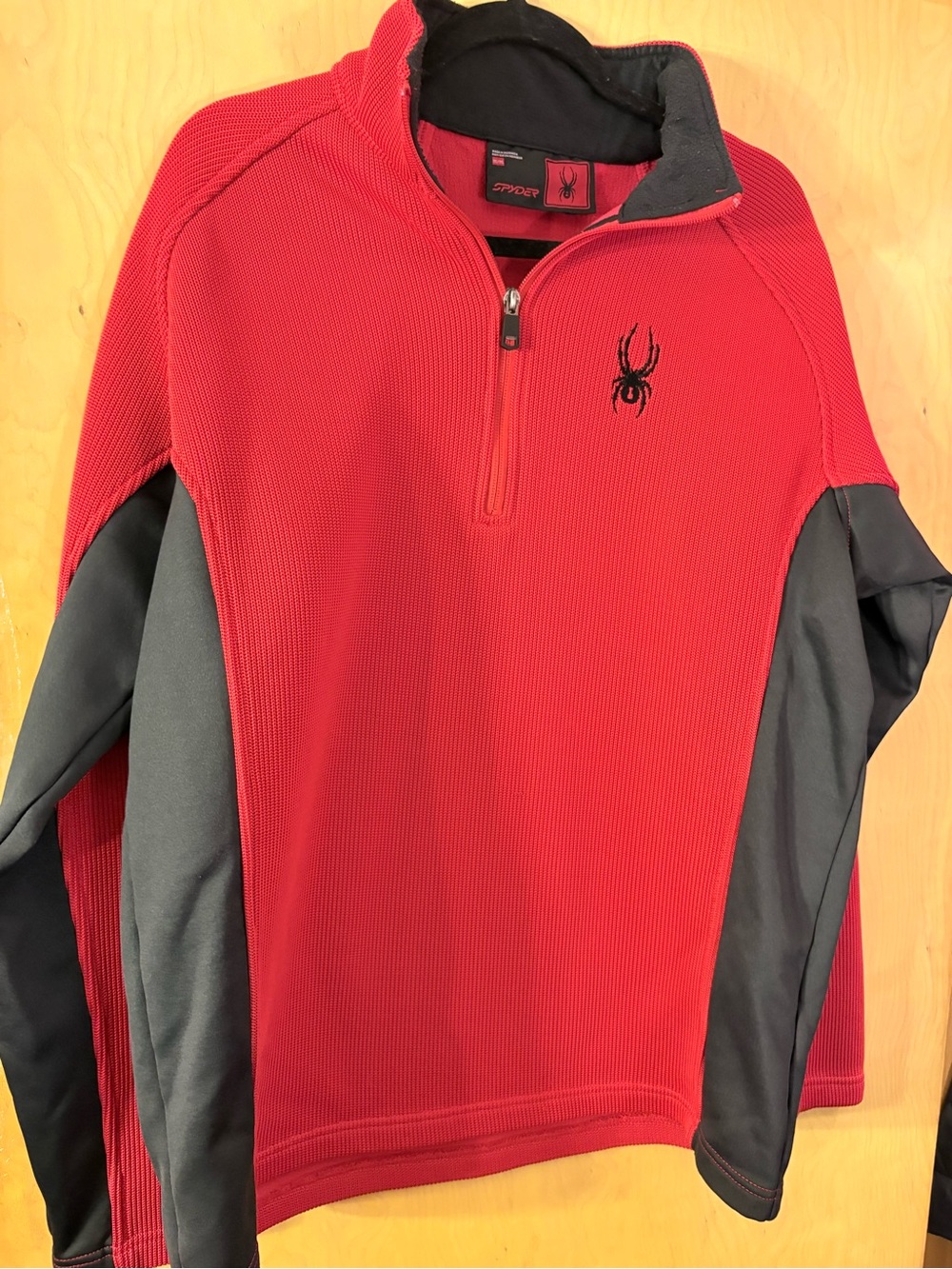 Spyder Men's Red and Charcoal Quarter-Zip Performance Pullover